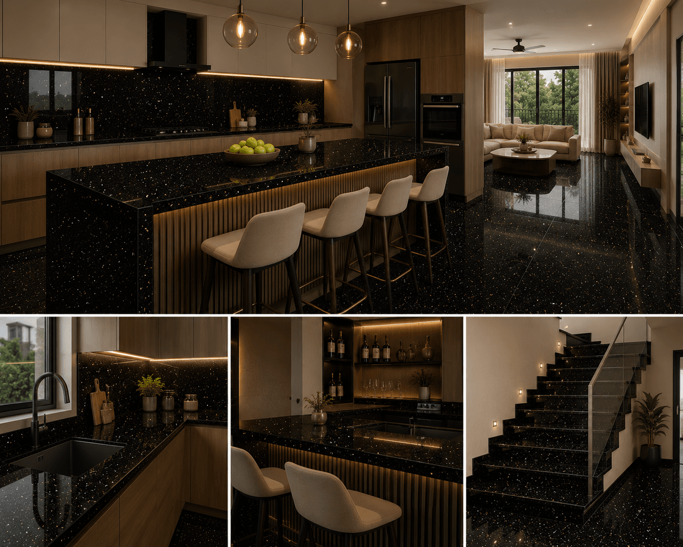 Black Galaxy Granite installed in a home