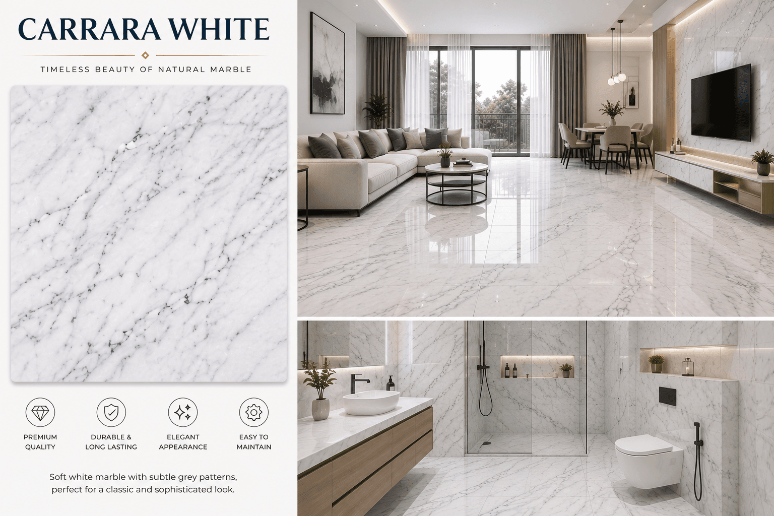 Carrara White installed in a home