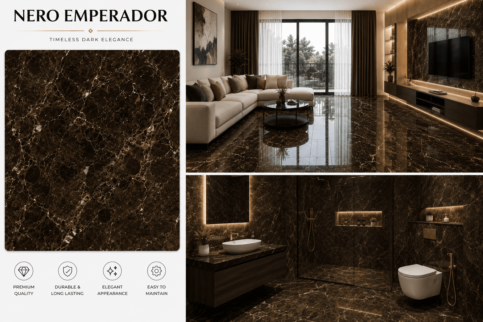 Emperador Dark installed in a home