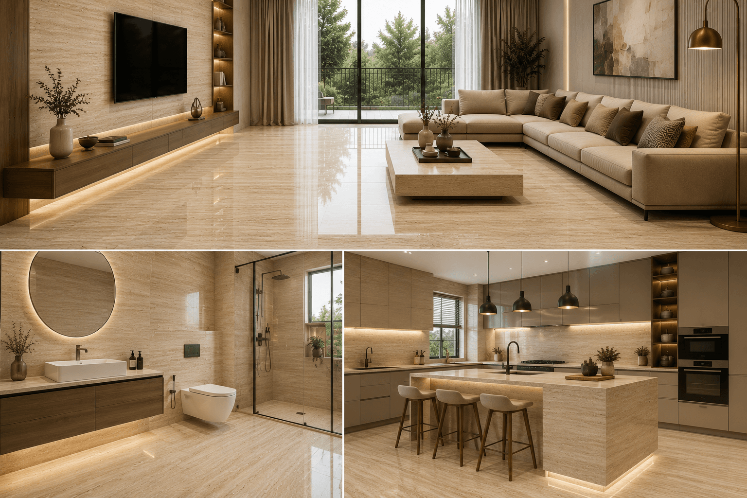 Travertino Beige installed in a home